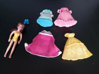 Disney Princess Polly Pocket Belle Dolls Playset Rubber Dresses.