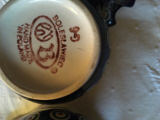 Hand Painted Polish Boleslawiec Creamer Cream Pitcher Lidded Sugar Bowl Set 2