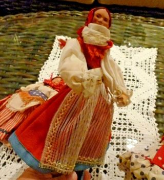 Vintage Handcrafted French Doll In Traditional Costume,  10 " Lg,  Over 60 Years Old