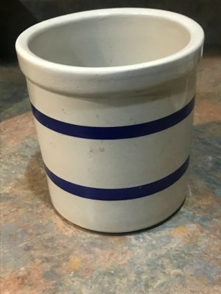 Rrp Robinson Ransbottom Pottery Blue Stripe Stoneware Crock Roseville,  Ohio 2qt