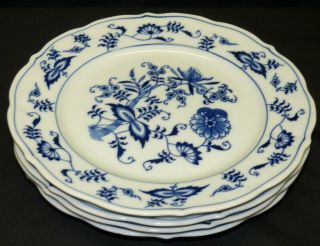 Set 4 Vtg Blue Danube Onion Pattern 8 3/4 " Porcelain Salad Plates Rectangle Mark