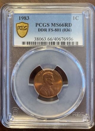 1983 Lincoln Cent Doubled Die Fs - 801 Pcgs Ms 66 Rd Strong Strike,  Luster