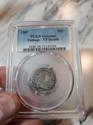 1807 Draped Bust Dime Pcgs Certified Very Fine Details