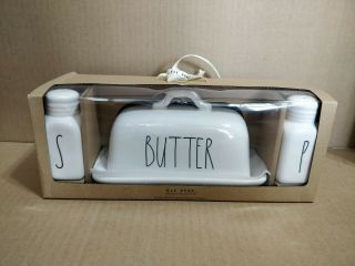 Rae Dunn Butter Dish With Salt And Pepper Shakers.  And Ready To Ship