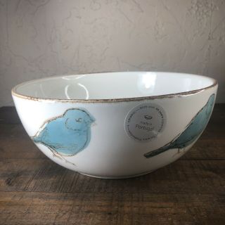 Spring Easter Robin Blue Bird Ceramic Bowl Made In Portugal 10”