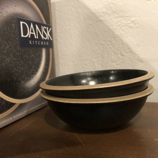 Set Of 2 Dansk Santiago Black Coupe Soup Cereal Bowl Stoneware