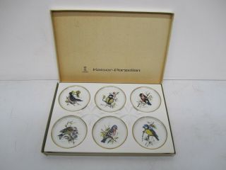 Set 6 Vtg Ak Kaiser West Germany Porcelain Bird Small Plates Coasters 4 "