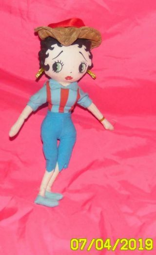 Betty Boop Cloth Doll 12 - Inch In Farmer Outfit And Hat