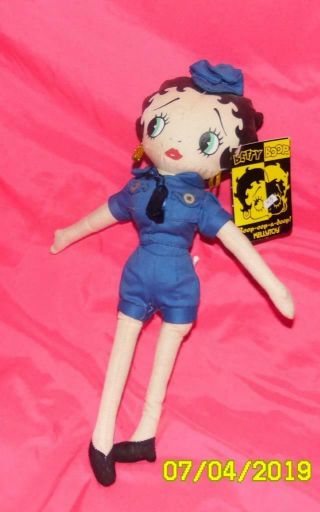 Betty Boop Cloth Doll 12 - Inch In Blue Police Woman Outfit