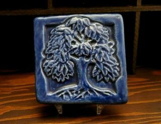 Whistling Frog Tile Company Handmade Blue 4 X 4 Inch Tree Art Tile