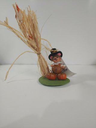 Annalee Fall Thanksgiving Pilgrim Mouse With Corn Stalk & Pumpkins