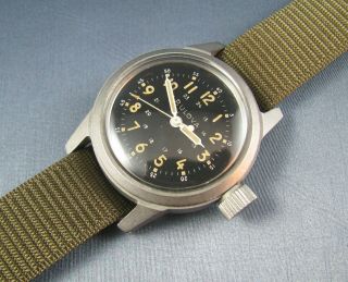 Vintage Bulova A - 17a Hack Us Military Pilots Mens Watch Stainless Steel 1961
