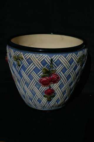 Antique 1920 Weller Zona Jardiniere Flower Pot Planter - - Rare Basket Weave