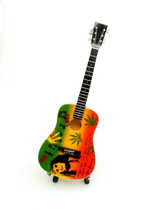 Bob Marley miniature guitar.  details.  Mahogany wood.  Mini Art 2