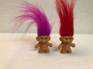 Vintage Troll Purple And Red Hair Pencil Topper 1 - 1/2 " (2)
