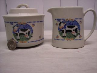 Vintage Otagiri Porcelain Clarabelle Cows Creamer & Sugar Set Japan