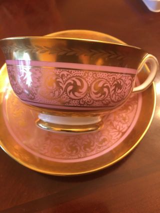 Vintage Royal Chelsea Bone China Tea Cup Saucer Pink Gold