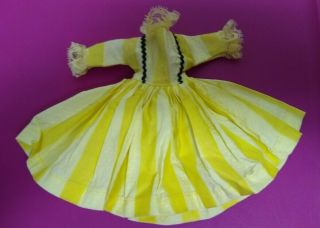 Vintage Miss Nancy Ann Tagged Yellow Dress With Lace & Black Rick Rack Trim