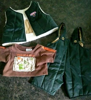 Teddy Ruxpin Hiking Outfit Green Overalls Vest Clothes Plush Stuffed Teddy Bear