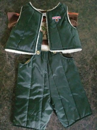 Teddy Ruxpin Hiking Outfit Green Overalls Vest Clothes Plush Stuffed Teddy Bear 2