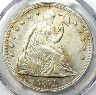 1871 Seated Liberty Silver Dollar $1 - Certified Pcgs Au Details - Near Ms Unc