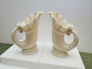 2 Lenox Ivory Horn Of Plenty Vase 5 "