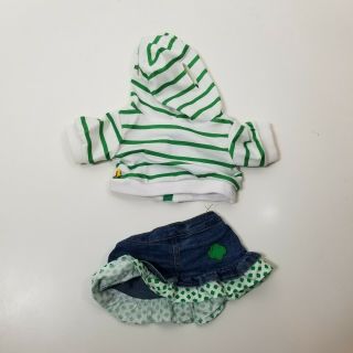 Build A Bear Girl Scout Hoodie Skirt Outfit Green White Denim 2