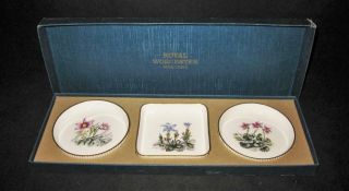 Royal Worcester Alpine Flowers Set Of 3 Coasters,  W/ Box