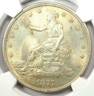 1877 Trade Silver Dollar T$1 Coin - Certified Ngc Uncirculated Details (ms Unc)