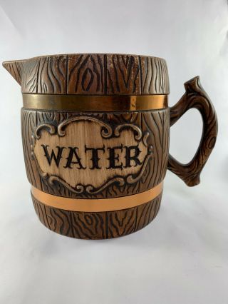 Rare Vintage Treasure Craft Barrel Style Water Serving Pitcher ©1957 Usa