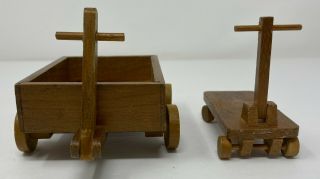 Vtg Miniature Dollhouse Wood Wagon & Scooter Teddy Bear Story Brand Furniture