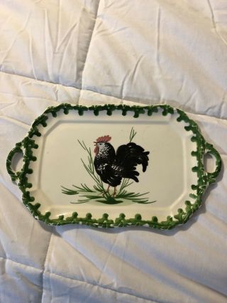 Vintage Zanolli Rooster Hand Painted Italian Ceramic Dish Plate From Italy Dish