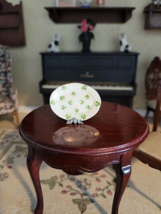 Dollhouse Miniature Artisan Signed Jean Yingling Very Early Shamrocks Platter