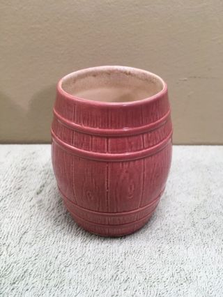 Rare Vintage Floramics Pottery Of Tampa Florida Fl Pink Barrel Ceramic Cup Vtg