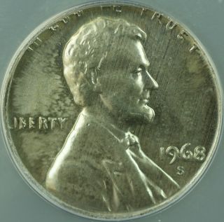 1968 - S Lincoln Memorial Cent 1c Struck On Dime 10c Error Anacs Ms - 63
