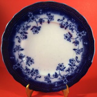 Lebertas Prussia Flow Blue Plate Liberias Scalloped Floral 9 1/4 " Antique