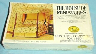 House Of Miniatures Furniture Kit Chippendale Canopy Bed Kit 40014