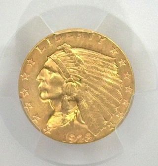 1928 Indian Head $2.  50 Gold Pcgs Ms 63