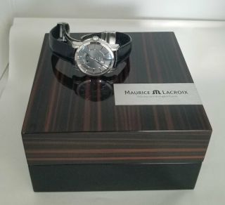 Maurice Lacroix Pontos Pt6158 Day Date Black Dial Automatic Watch Box & Papers