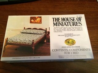 1/12 Chippendale Low Post Bed Kit 40033 House Of Miniatures Open Complete