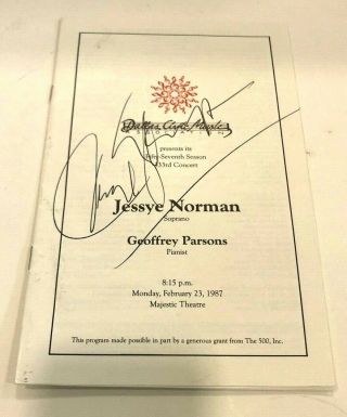 1987 Signed Program By Jessye Norman,  Complete Program