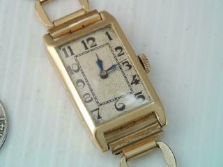 Rare Antique 1920 Art Deco Mens Solid 14k Gold Watch Swiss 15j 3pos Schilo & Co