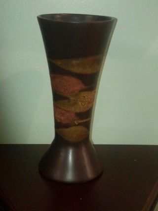 Vintage Royal Haeger Earth Wrap Lava Vase Art Deco Dark Brown W/crocodile Glaze