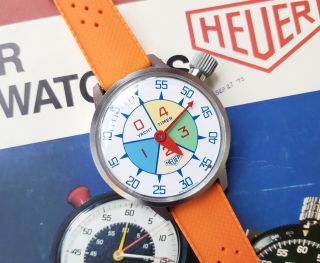 Vintage 1960s Heuer Yacht Timer Ref.  503.  512 Wrist Stopwatch Stop Watch Tag