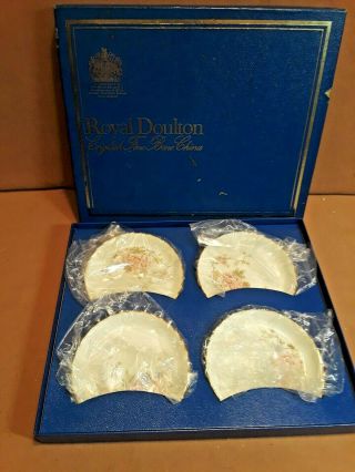 Vintage Set Of 4 Royal Doulton " Canton " Coasters 3 1/2 " X 5/8 " Deep