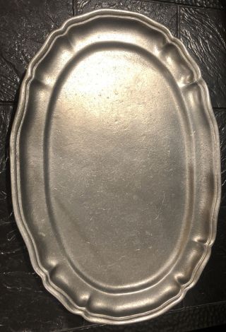Vtg Pewter Onieda Queen Anne” Cambridge England 12 1/2” Oval Platter Tray Plate