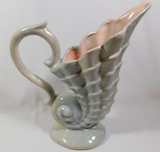 Gonder Imperial Pottery 508 Shell Tankard Pitcher Blue Gray Pink Glaze Lg 13.  5 "