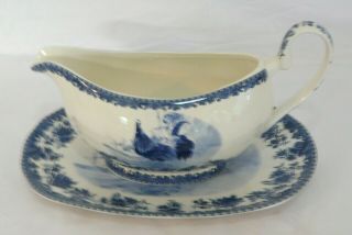 William James Farmyard Rooster Gravy Boat & Under Plate -