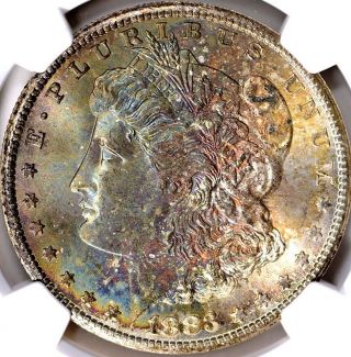 1883 - Cc Morgan Silver Dollar - Ngc Ms 65 - Spectacular Toned Obv,  Wonderful Rev.