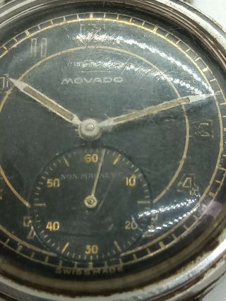 Vintage men ' s movado watch black dial military style not 2